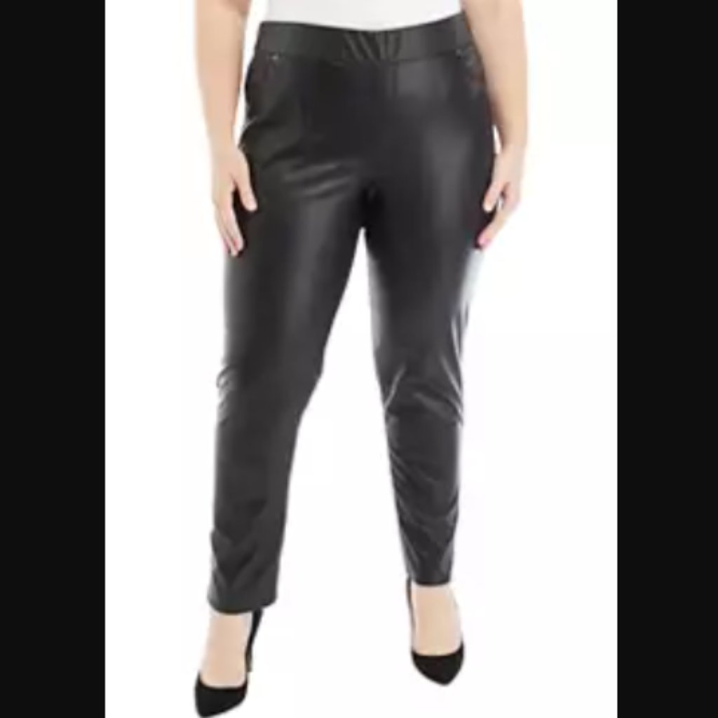 Gloria Vanderbilt Avery Slim Plus Size Petite Faux Leather Pull-On Pants, 16p